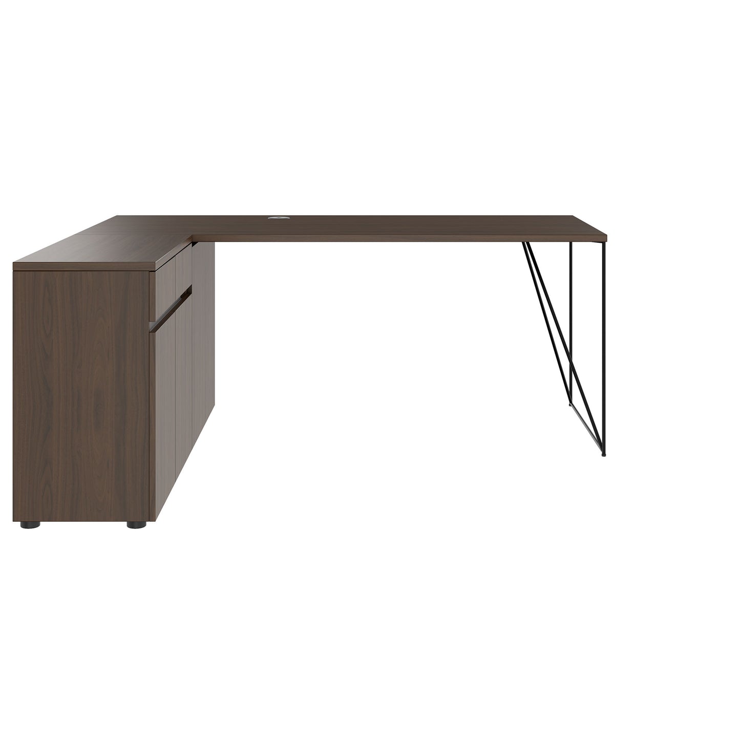 AIR Scrivania | 1600 - 2000 mm, sideboard elettrificata, integrata, noce