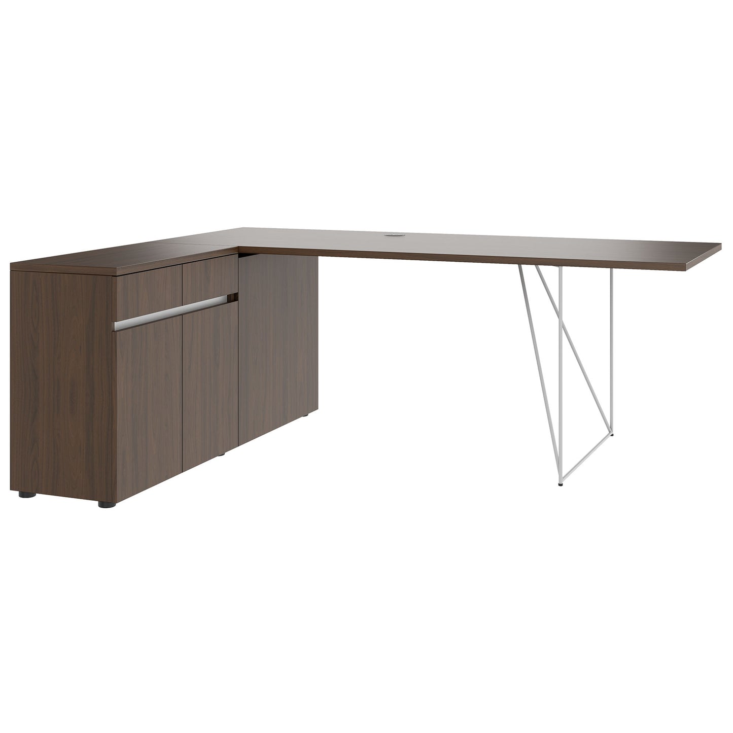 AIR Scrivania | 1600 - 2000 mm, sideboard elettrificata, integrata, noce