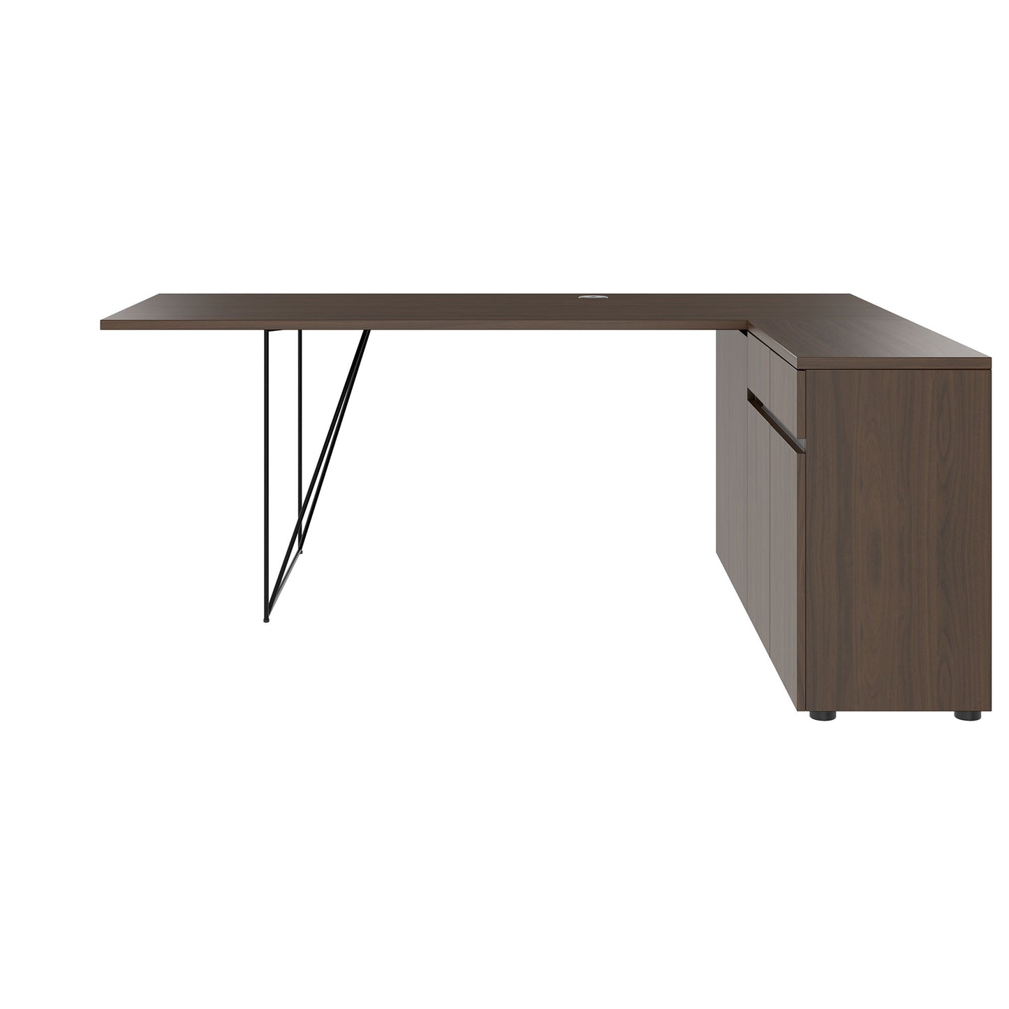 AIR Scrivania | 1600 - 2000 mm, sideboard elettrificata, integrata, noce