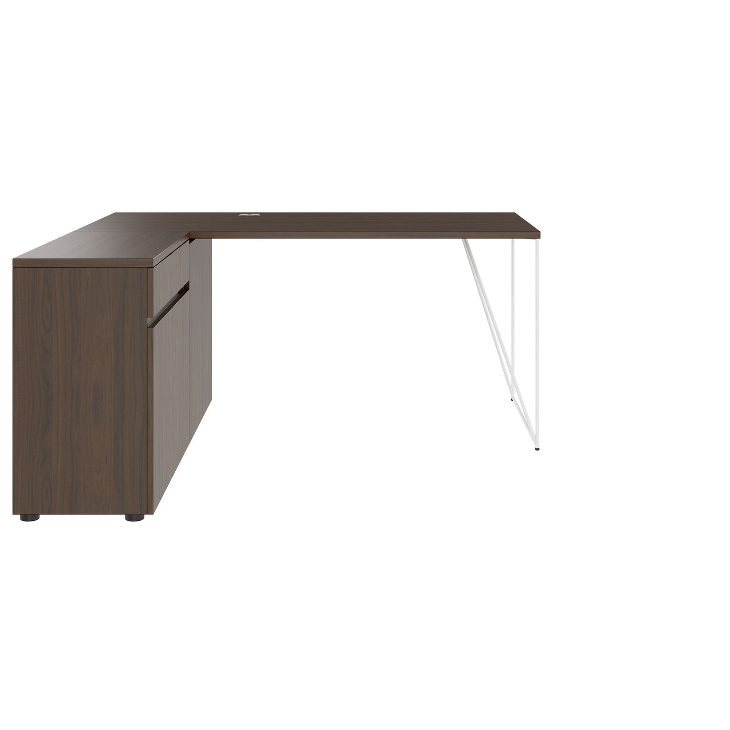 AIR Scrivania | 1600 - 2000 mm, sideboard elettrificata, integrata, noce