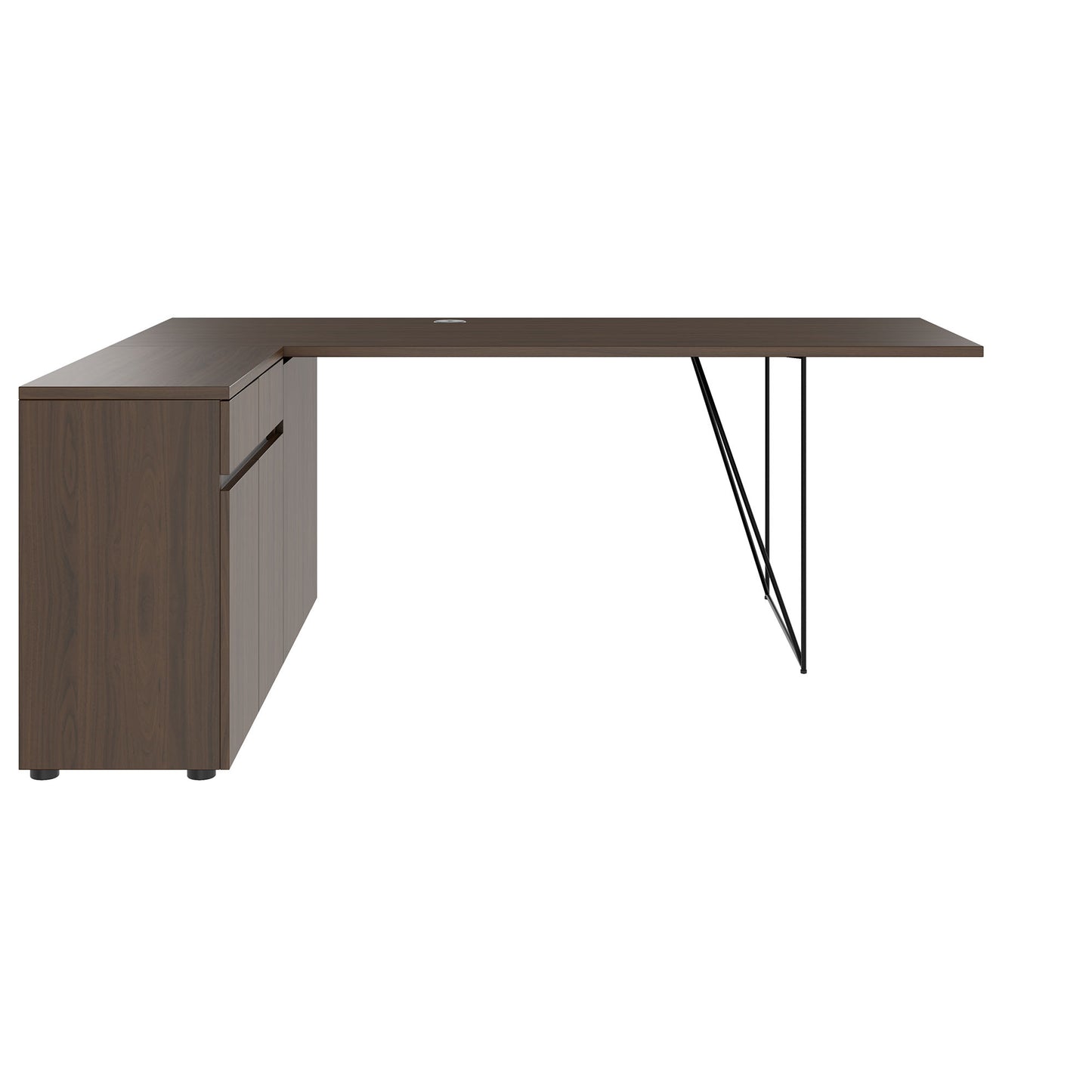 Bureau AIR | 1600 - 2000 mm, électrifié, buffet intégré, noyer