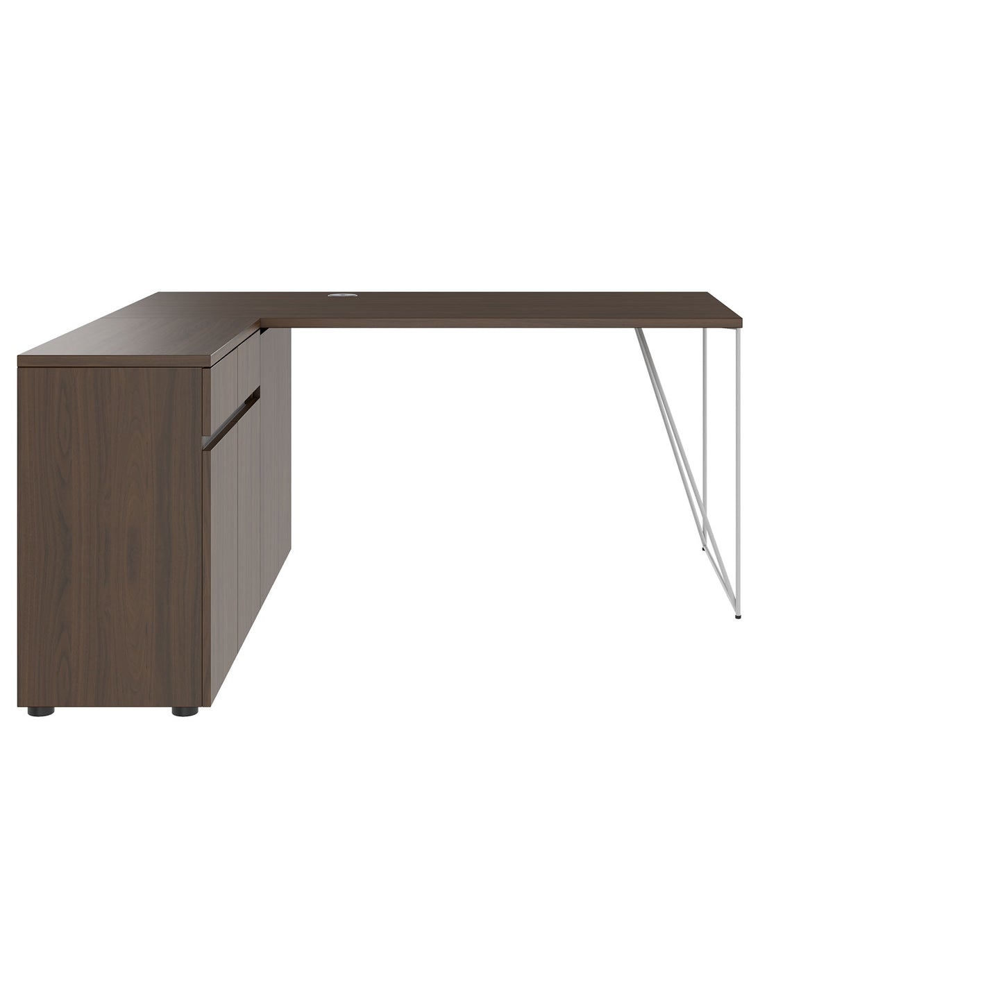 Bureau AIR | 1600 - 2000 mm, électrifié, buffet intégré, noyer