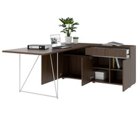 AIR Scrivania | 1600 - 2000 mm, sideboard elettrificata, integrata, noce
