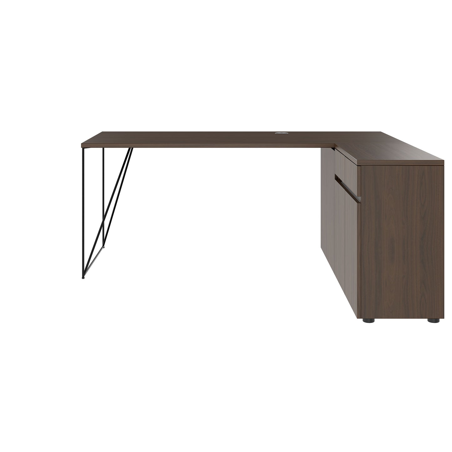 AIR Scrivania | 1600 - 2000 mm, sideboard elettrificata, integrata, noce