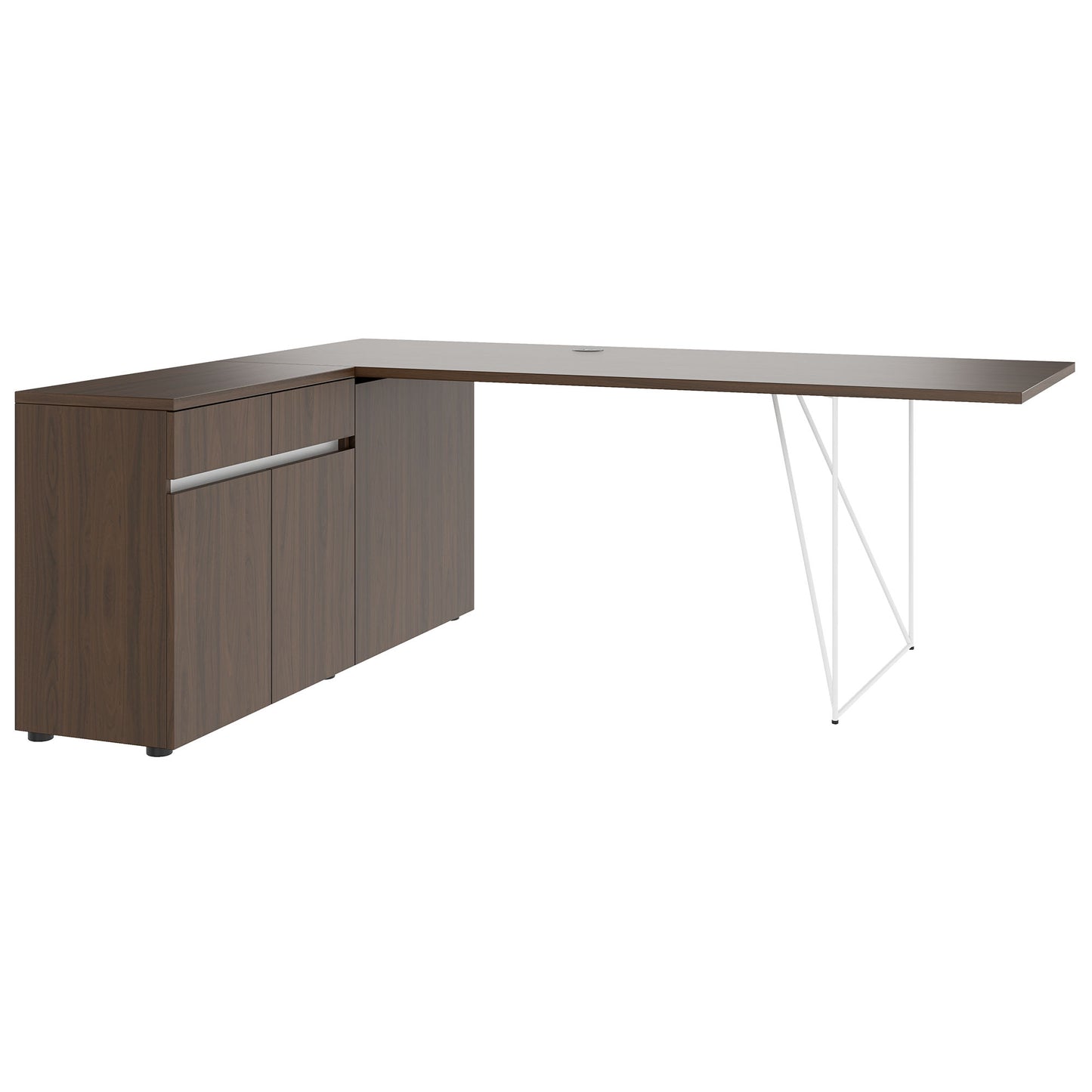 Bureau AIR | 1600 - 2000 mm, électrifié, buffet intégré, noyer