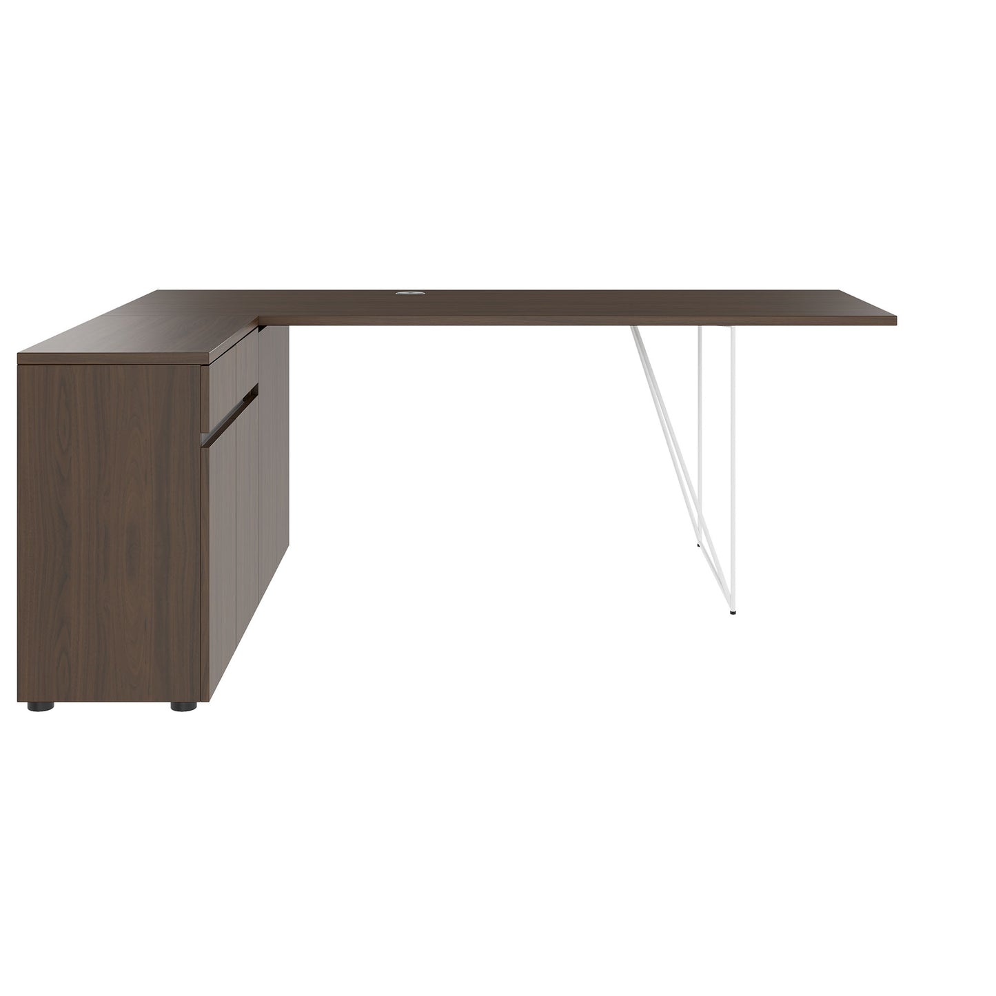 Bureau AIR | 1600 - 2000 mm, électrifié, buffet intégré, noyer