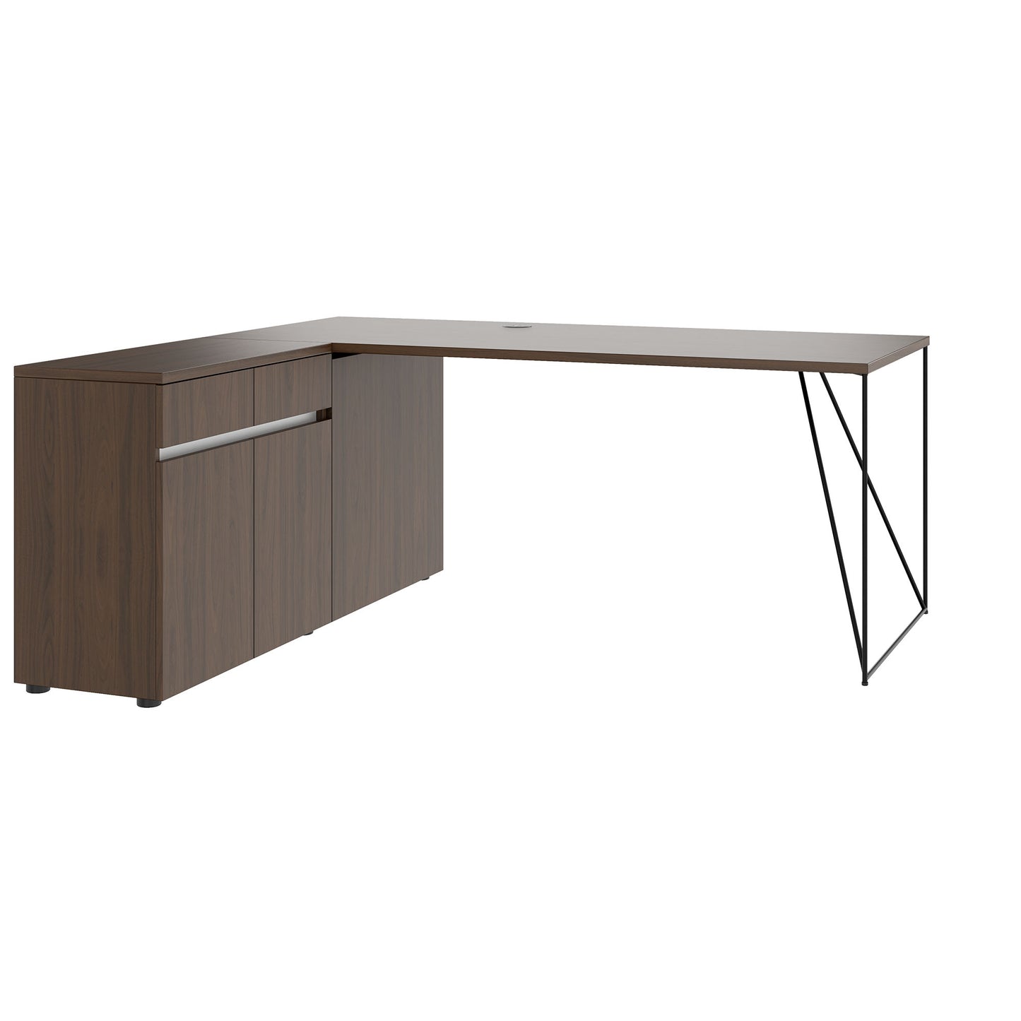 AIR Scrivania | 1600 - 2000 mm, sideboard elettrificata, integrata, noce