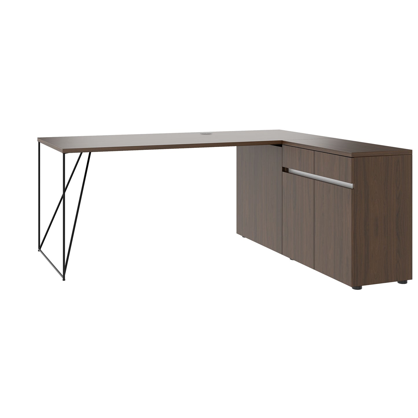 AIR Scrivania | 1600 - 2000 mm, sideboard elettrificata, integrata, noce