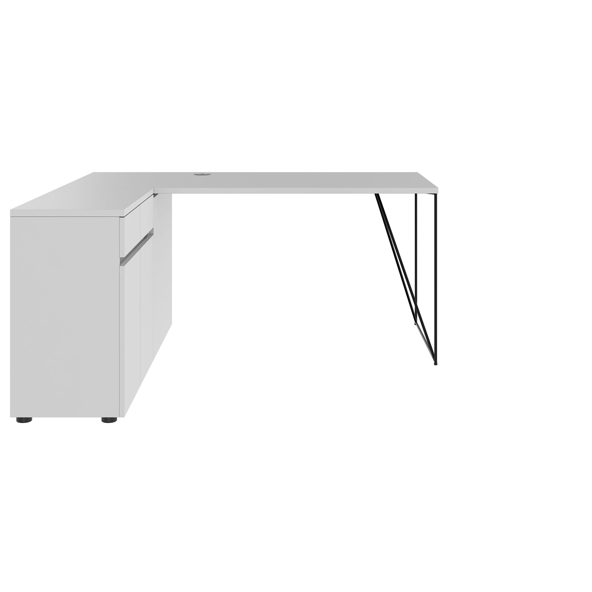 AIR desk | 1600 - 2000 mm, electrified, integrated sideboard, pearl gray