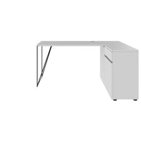 AIR Schreibtisch | 1600 - 2000 mm, elektrifiziert, integriertes Sideboard, Perlgrau