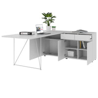 AIR Schreibtisch | 1600 - 2000 mm, elektrifiziert, integriertes Sideboard, Perlgrau