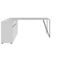 AIR Schreibtisch | 1600 - 2000 mm, elektrifiziert, integriertes Sideboard, Perlgrau