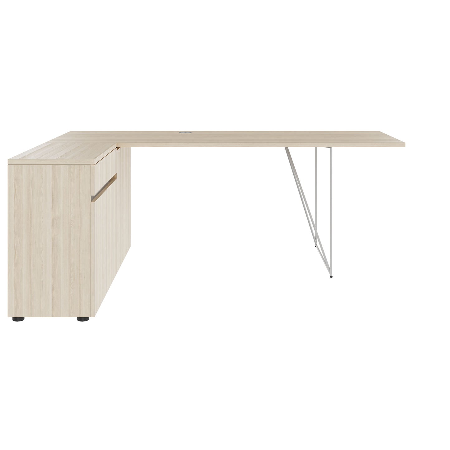 AIR desk | 1600 - 2000 mm, electrified, integrated sideboard, sand ash