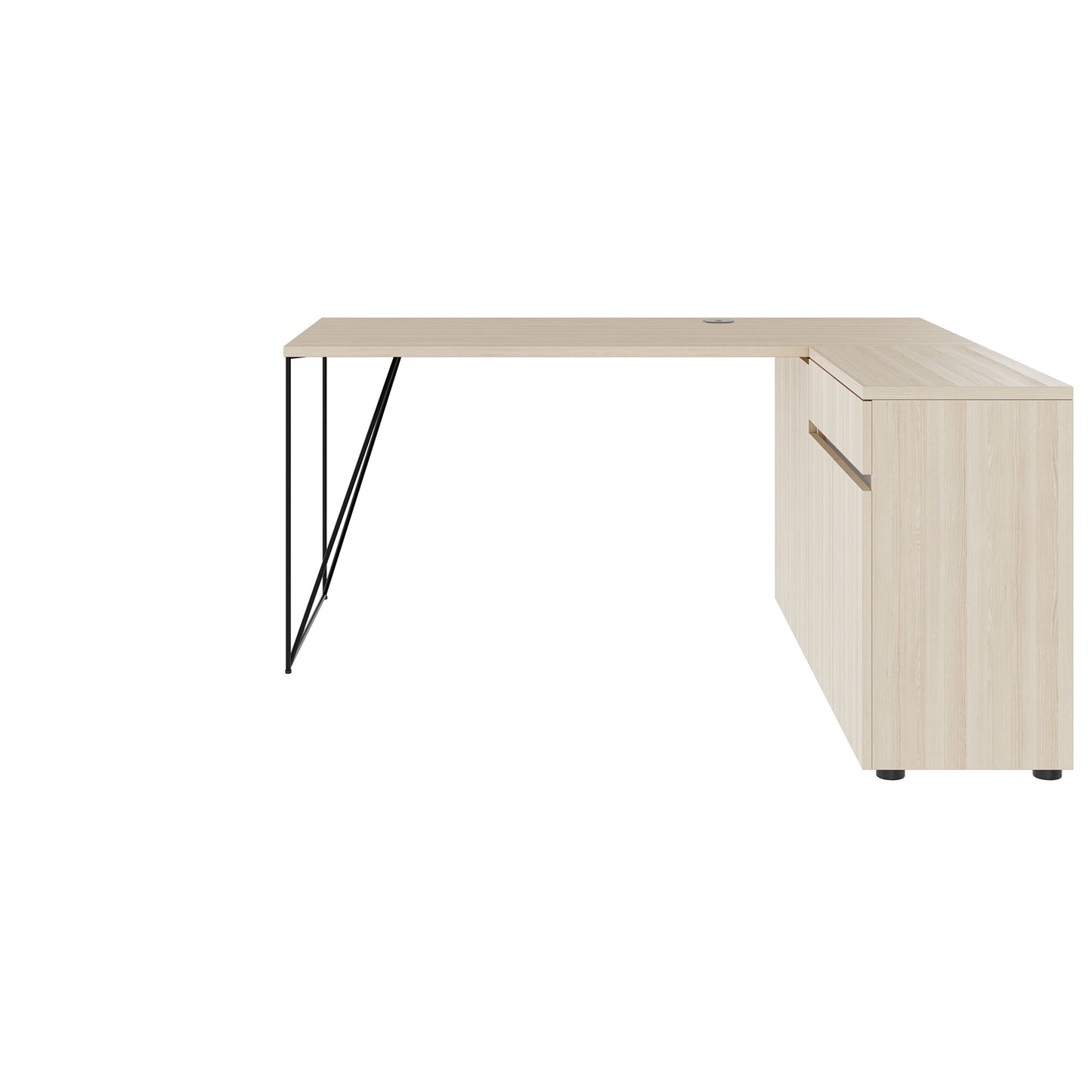 Bureau AIR | 1600 - 2000 mm, électrifié, buffet intégré, frêne sable