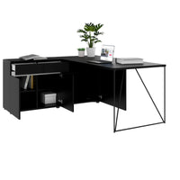 Bureau AIR | 1600 - 2000 mm, électrifié, buffet intégré, noir