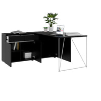 Bureau AIR | 1600 - 2000 mm, électrifié, buffet intégré, noir