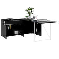 Bureau AIR | 1600 - 2000 mm, électrifié, buffet intégré, noir