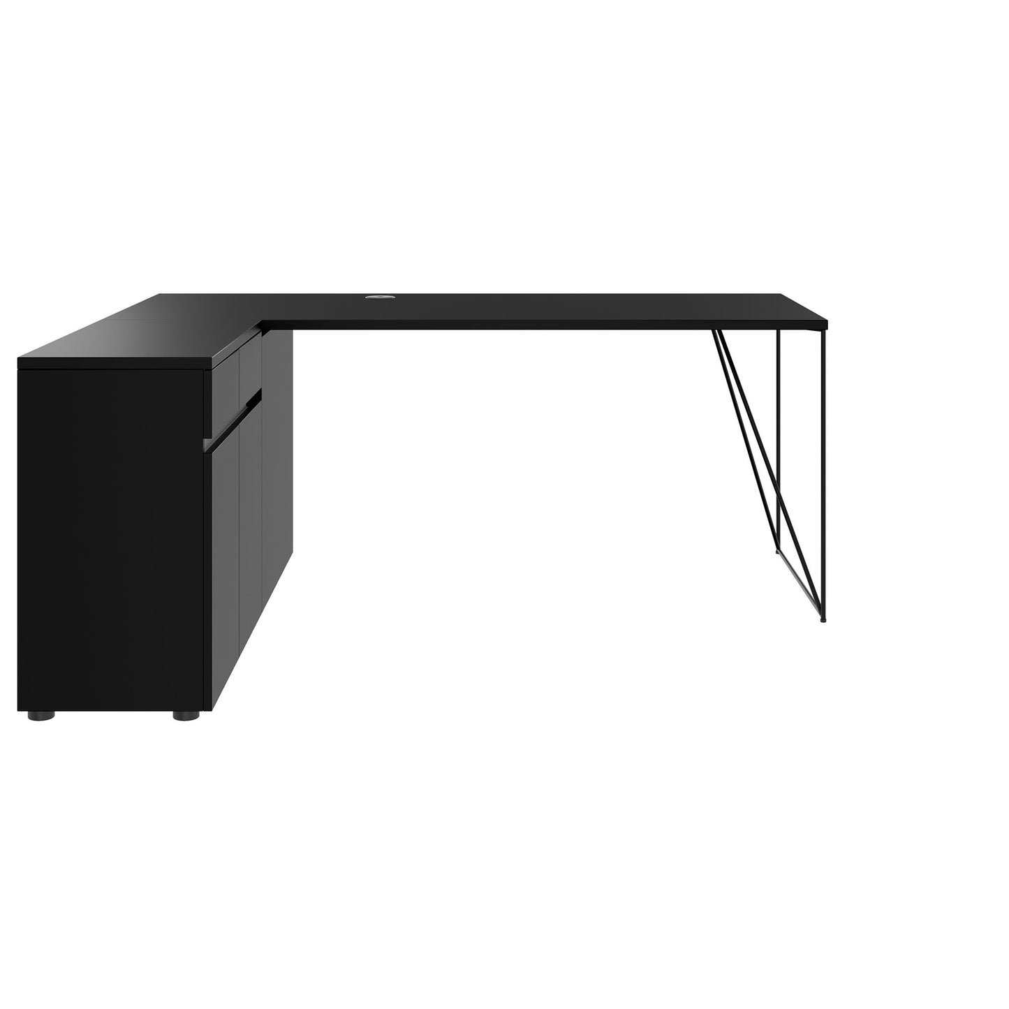 AIR desk | 1600 - 2000 mm, electrified, integrated sideboard, black