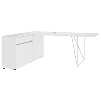 AIR Schreibtisch | 1600 - 2000 mm, elektrifiziert, integriertes Sideboard, Weiß