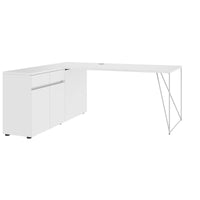 AIR Schreibtisch | 1600 - 2000 mm, elektrifiziert, integriertes Sideboard, Weiß