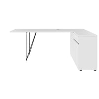 AIR Schreibtisch | 1600 - 2000 mm, elektrifiziert, integriertes Sideboard, Weiß