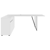 AIR Schreibtisch | 1600 - 2000 mm, elektrifiziert, integriertes Sideboard, Weiß