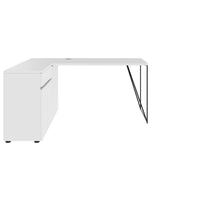 AIR Schreibtisch | 1600 - 2000 mm, elektrifiziert, integriertes Sideboard, Weiß