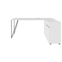 AIR Schreibtisch | 1600 - 2000 mm, elektrifiziert, integriertes Sideboard, Weiß