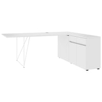 AIR Schreibtisch | 1600 - 2000 mm, elektrifiziert, integriertes Sideboard, Weiß