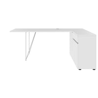 AIR Schreibtisch | 1600 - 2000 mm, elektrifiziert, integriertes Sideboard, Weiß