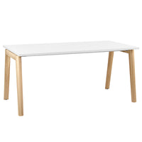 NOVA WOOD Schreibtisch | Massivholz-Gestell, 1600 x 800 mm, Weiß