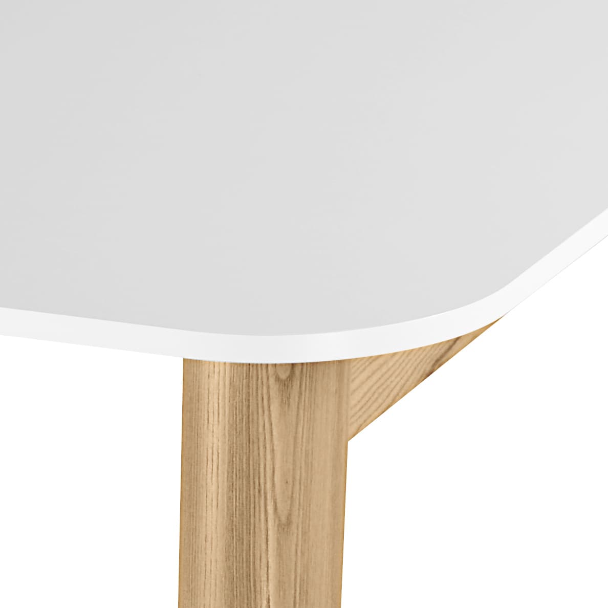 NOVA WOOD Meeting table | Solid wood frame, 1600 x 800 mm, HPL white