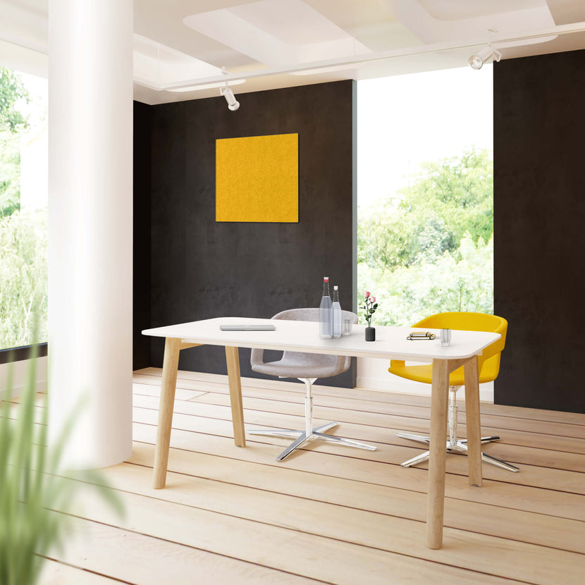 NOVA WOOD Tableau de réunion | Cadre en bois massif, 1600 x 800 mm, HPL blanc
