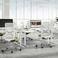 One H desk | Manually height adjustable, 1400 x 800 mm, white