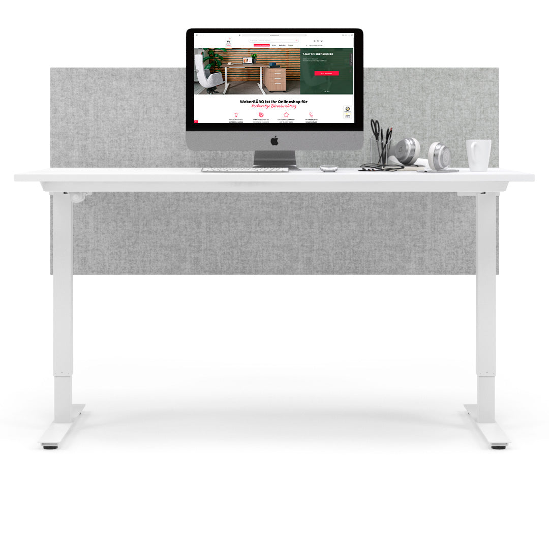 One H desk | Manually height adjustable, 1400 x 800 mm, white