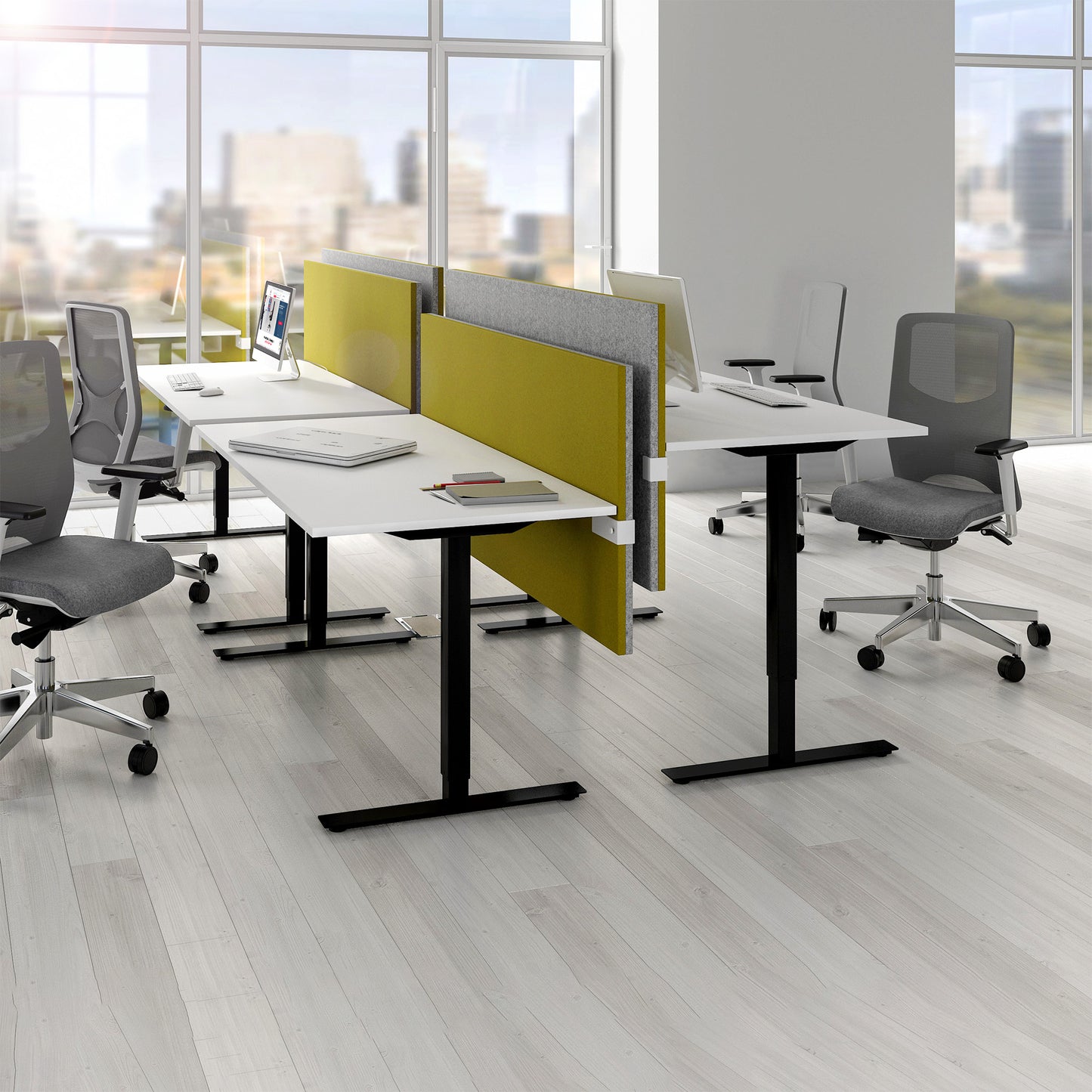 One H desk | Manually height adjustable, 1400 x 800 mm, white