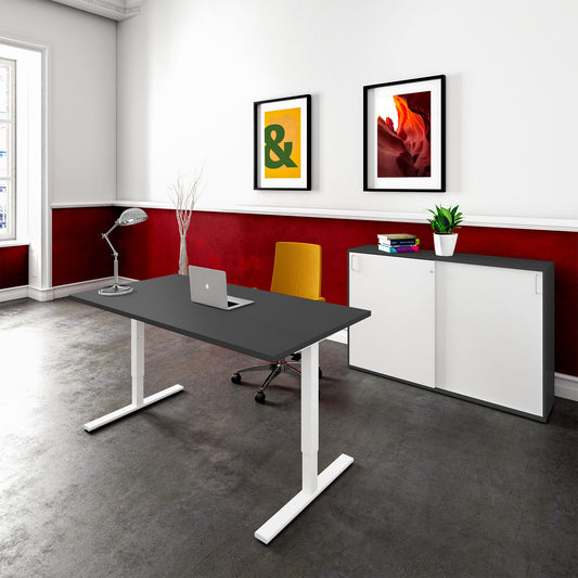 ONE H Desk | Manually height adjustable, 1400 x 800 mm, anthracite