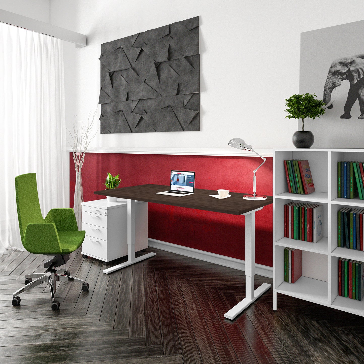 ONE H Desk | Manually height adjustable, 1600 x 800 mm, walnut