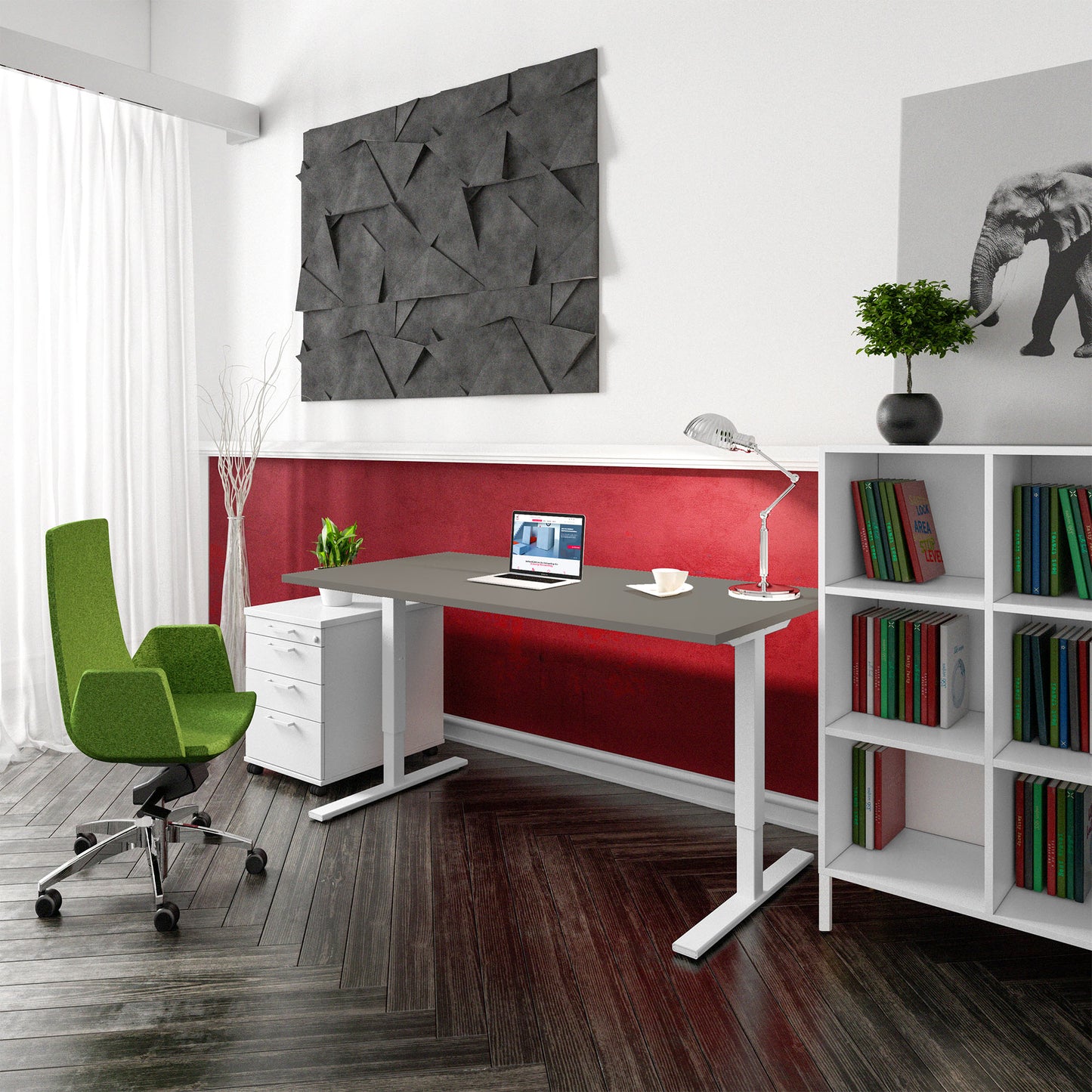 ONE H Desk | Manually height adjustable, 1600 x 800 mm, Cubanite gray