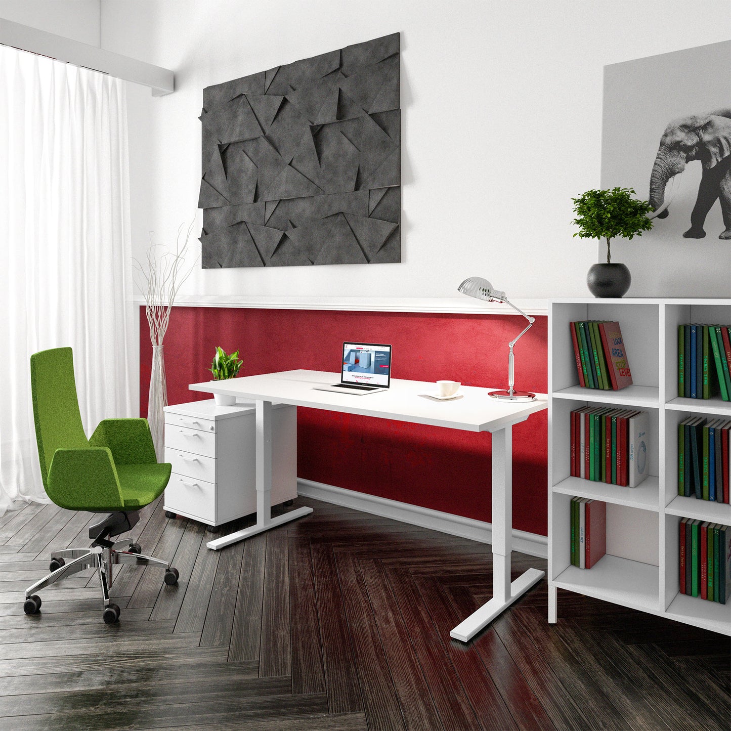 One H desk | Manually height adjustable, 1600 x 800 mm, white