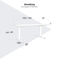 SCALE Schreibtisch | 1600 - 1800 mm, manuell höhenverstellbar, Bernsteineiche