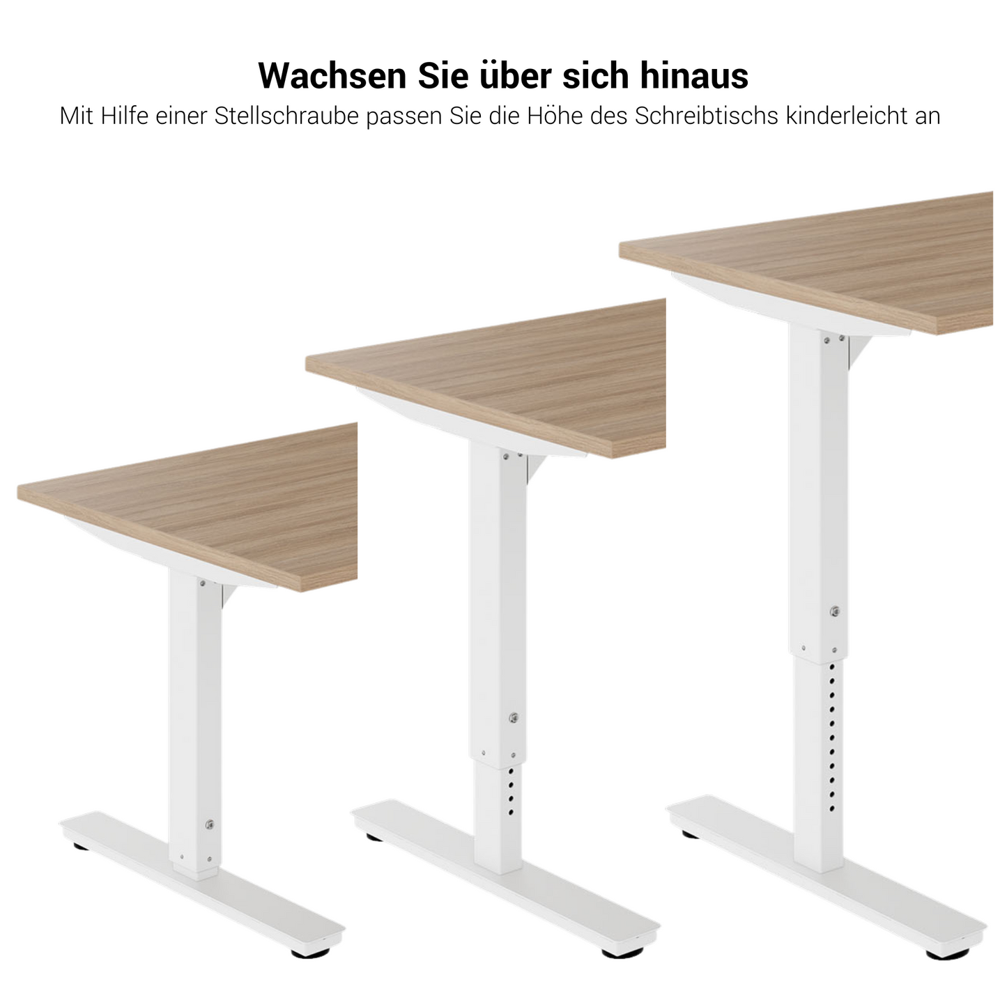 SCALE Schreibtisch | 1600 - 1800 mm, manuell höhenverstellbar, Nordeiche grau