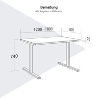 Scrivania t-easy | 1200 - 1800 mm, quercia ambra