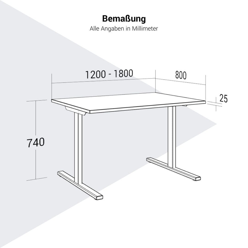 T-EASY desk | 1200 - 1800 mm, amber oak