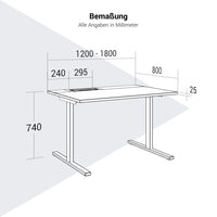 T-EASY desk | 1200 - 1800 mm, electrified, maple