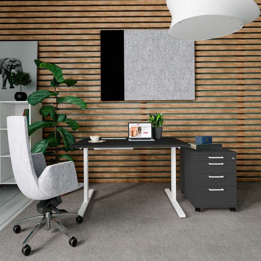 T-EASY desk | 1200 - 1800 mm, electrified, anthracite