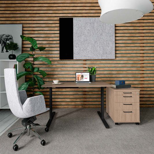 T-EASY desk | 1200 - 1800 mm, electrified, amber oak