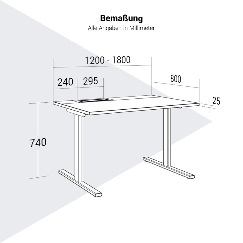 T-EASY Schreibtisch | 1200 - 1800 mm, elektrifiziert, Bernsteineiche - 12 Main Image