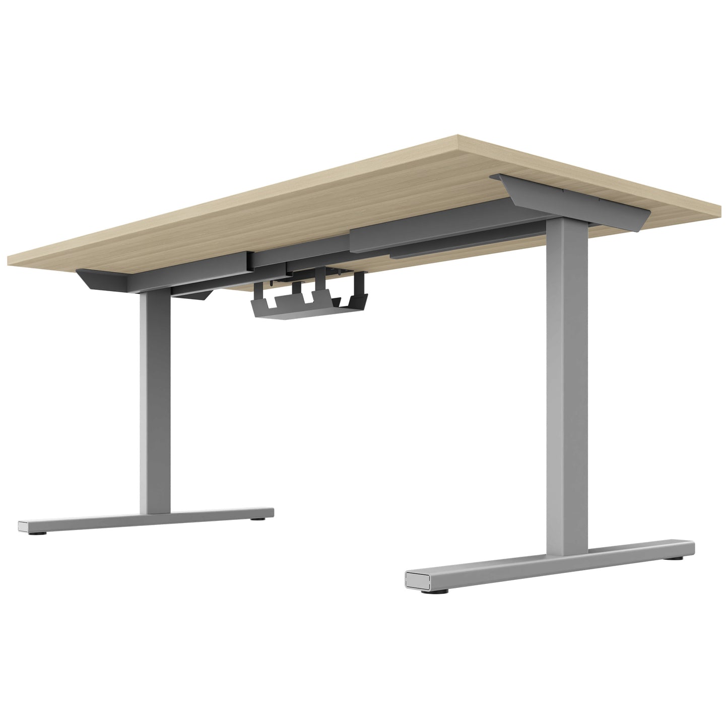 Bureau T-EASY | 1200 - 1800 mm, électrifié, cendre de sable