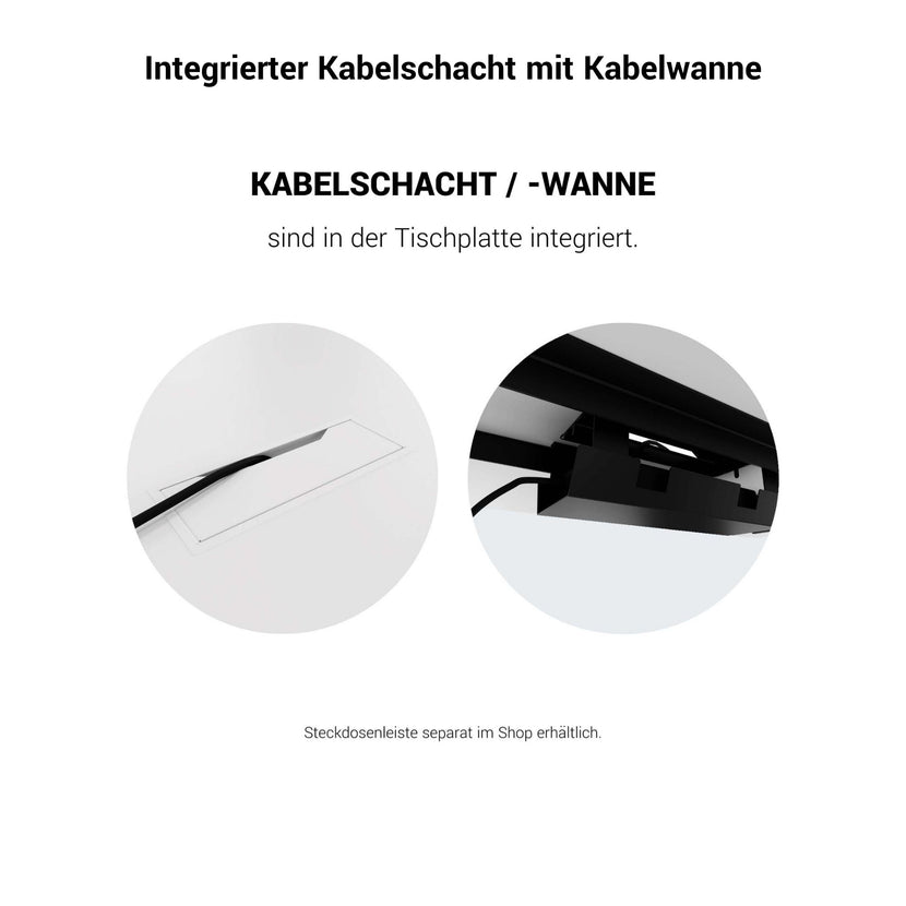 T-EASY Schreibtisch | 1200 - 1800 mm, elektrifiziert, Schwarz